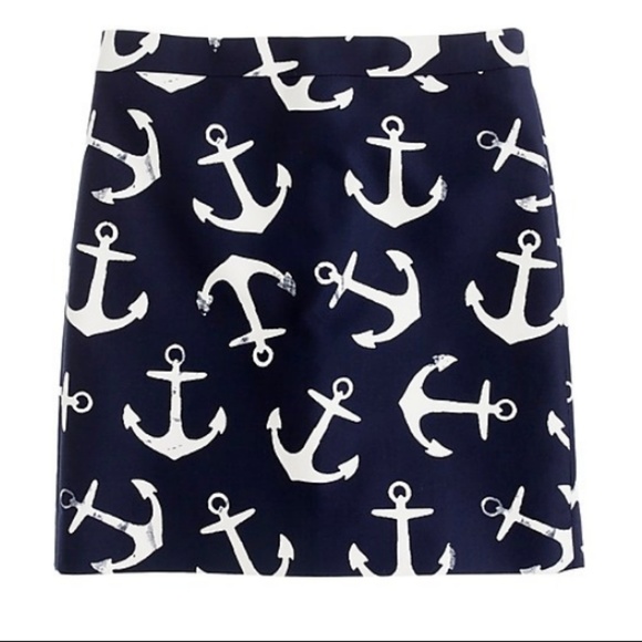 J.Crew Postage Stamp Navy Blue Anchor Skirt Size 4 - Picture 1 of 4